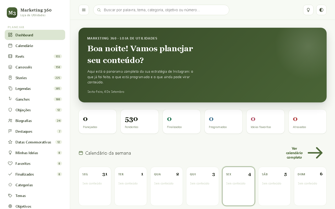 Print da tela do sistema — Marketing 360 — Loja de Utilidades